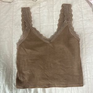 american eagle brown tank w lace trimming: size XS